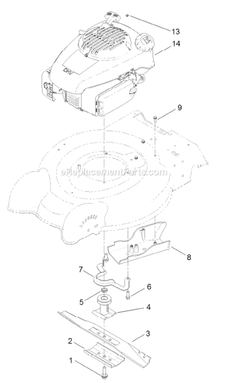 Engine & Blade Assembly Diagram and Parts List for 10604 311000001-311999999 - 2011 Lawn Boy Lawn Mower